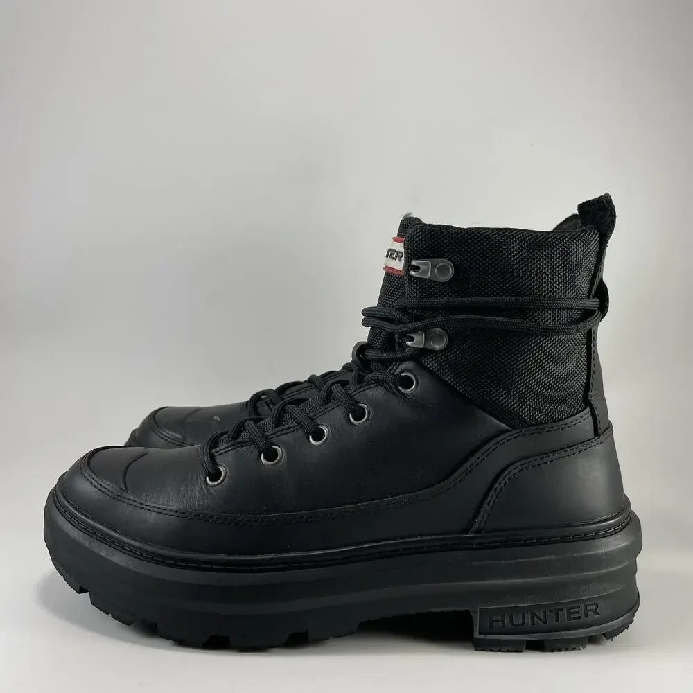 Hunter Original Commando Boots Womens Size 9 Black Waterproof Insulated Lace Up